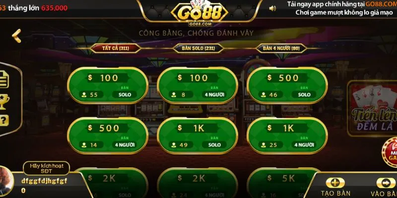 Game bài Go88 Tiến Lên Đếm Lá hấp dẫn