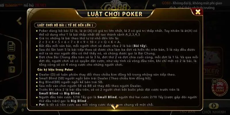 Nắm rõ luật chơi để tham gia Poker hiệu quả